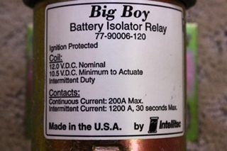USED INTELLITEC BIG BOY BATTERY ISOLATOR RELAY 77-90006-120 FOR SALE