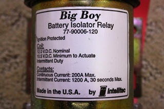 USED INTELLITEC BIG BOY BATTERY ISOLATOR RELAY P/N: 77-90006-120