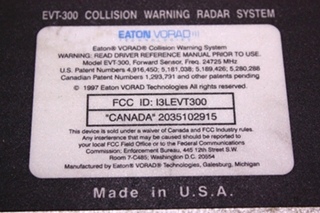 USED EATONVOARD EVT-300 COLLISION WARNING RADAR SYSTEM