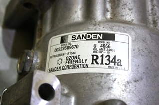 USED RV SANDEN A/C COMPRESSOR U 4666 MOTORHOME PARTS FOR SALE