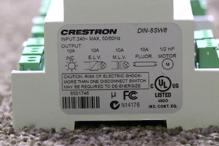 USED CRESTRON HIGH-VOLTAGE SWITCHING MODULE DIN-8SW8 RV/MOTORHOME PARTS FOR SALE
